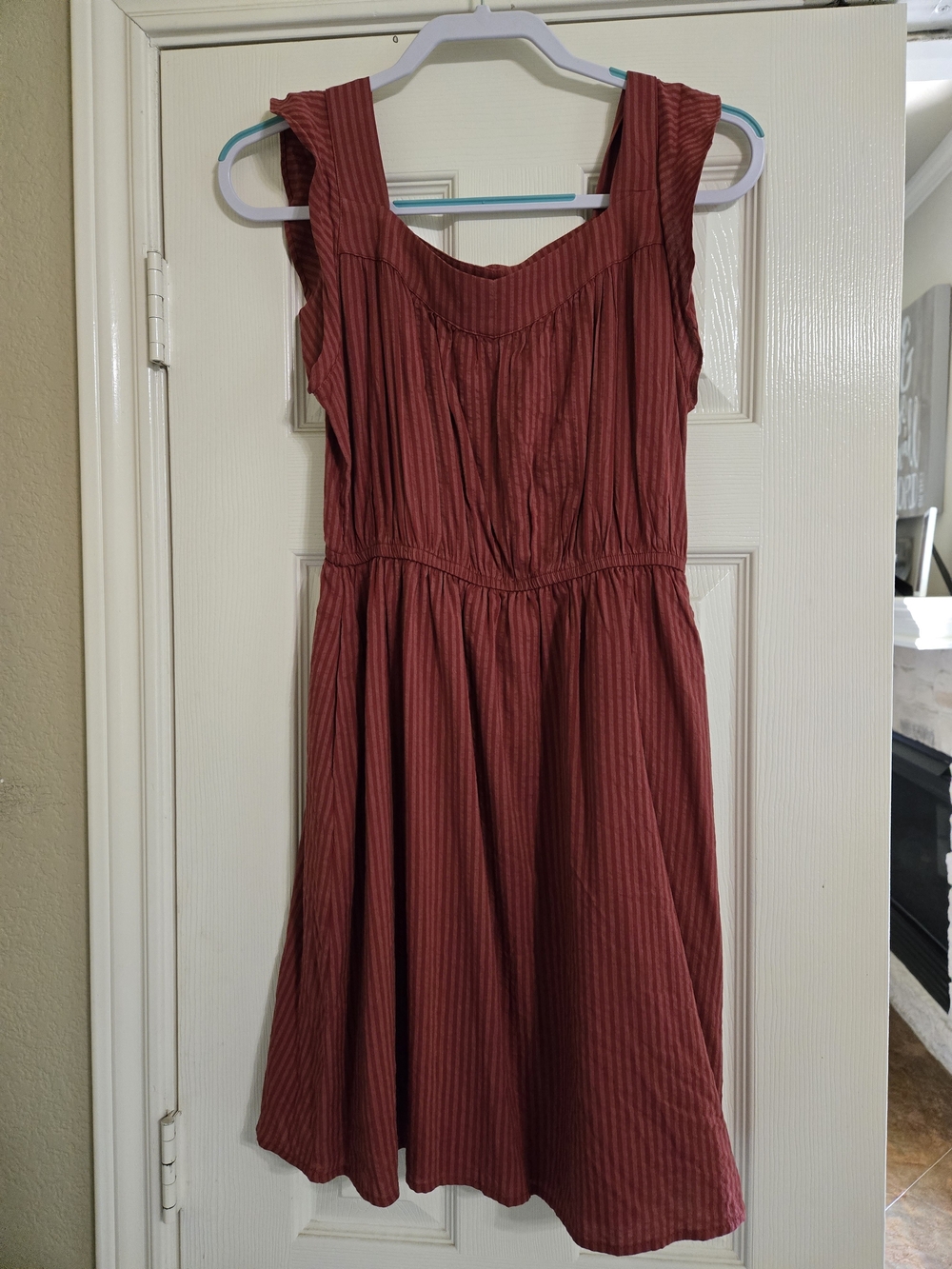 Market & Spruce Rust Striped Midi Dress